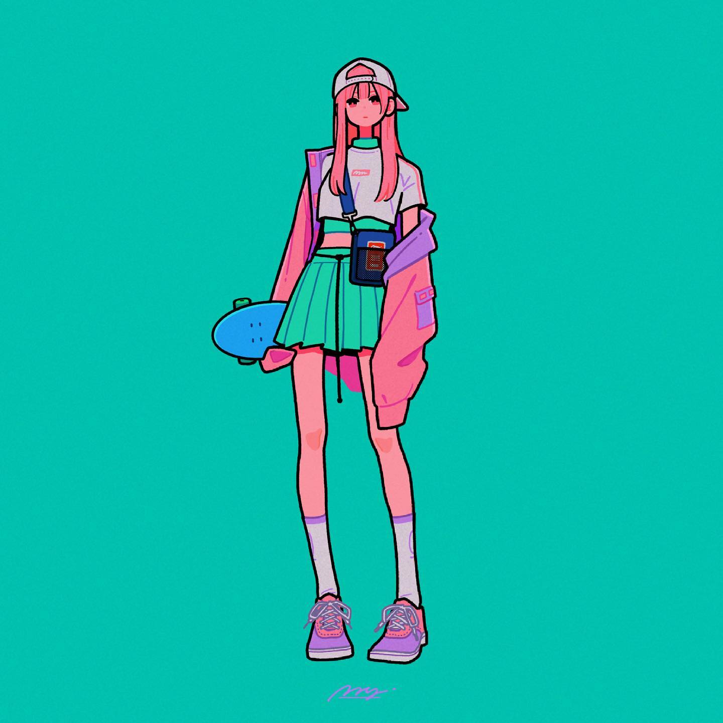 长腿少女日式卡通头像_11