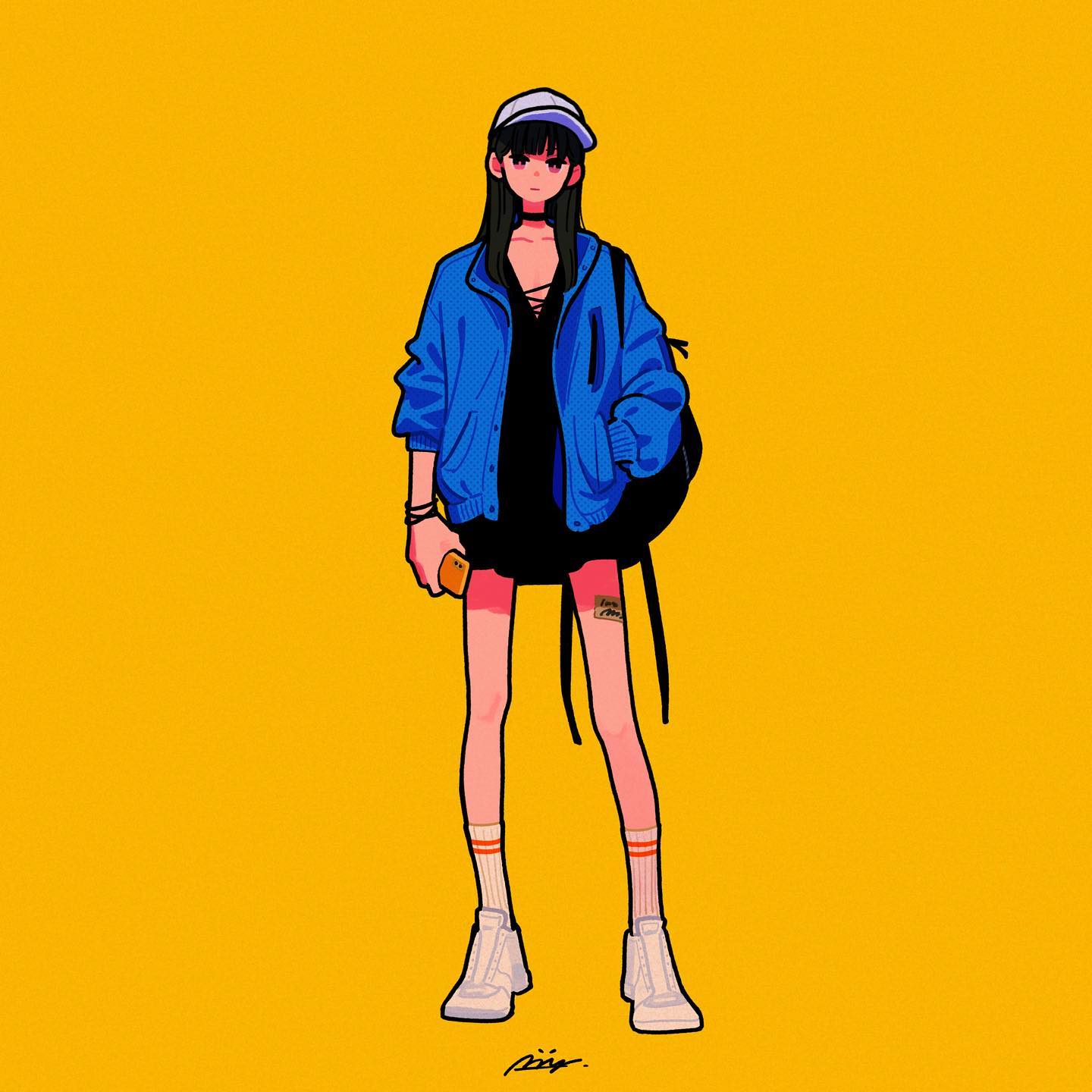 长腿少女日式卡通头像_14