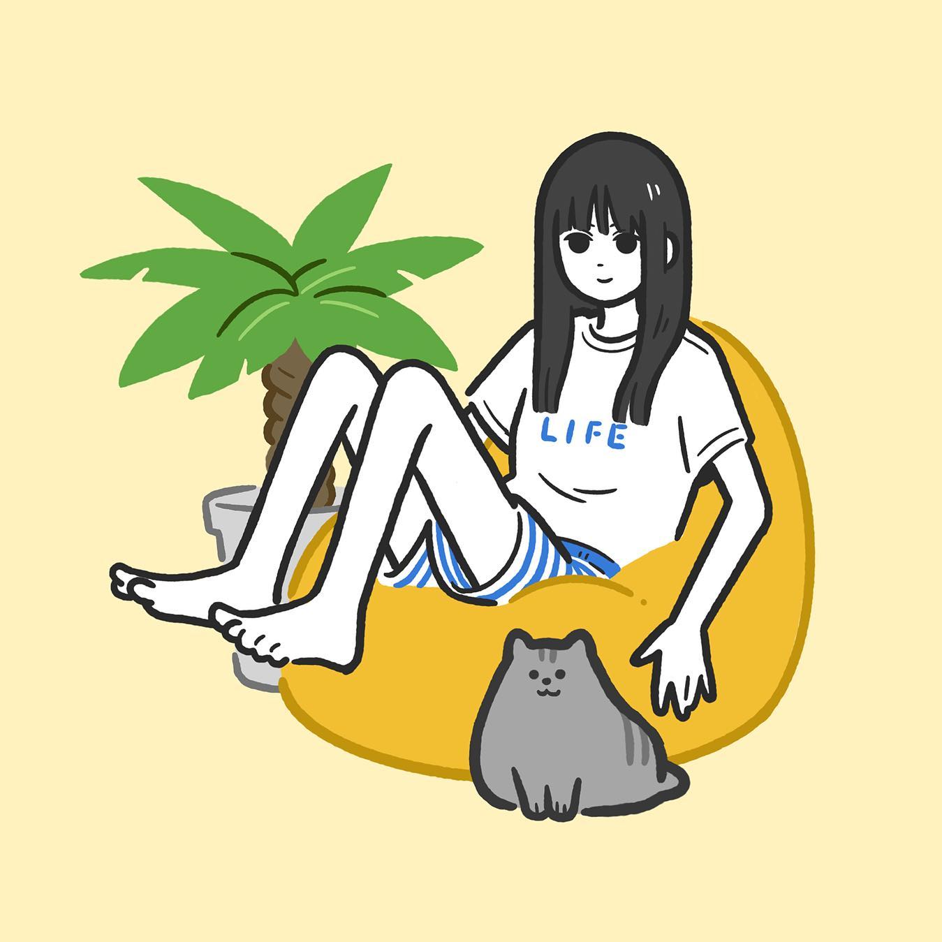长腿少女日式卡通头像_16