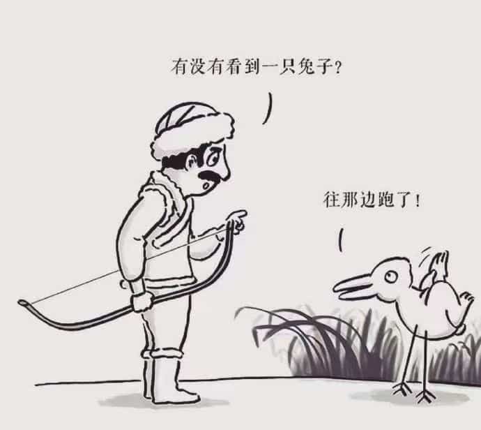 搞笑剧情版猎人抓兔子黑白简笔画图片_3