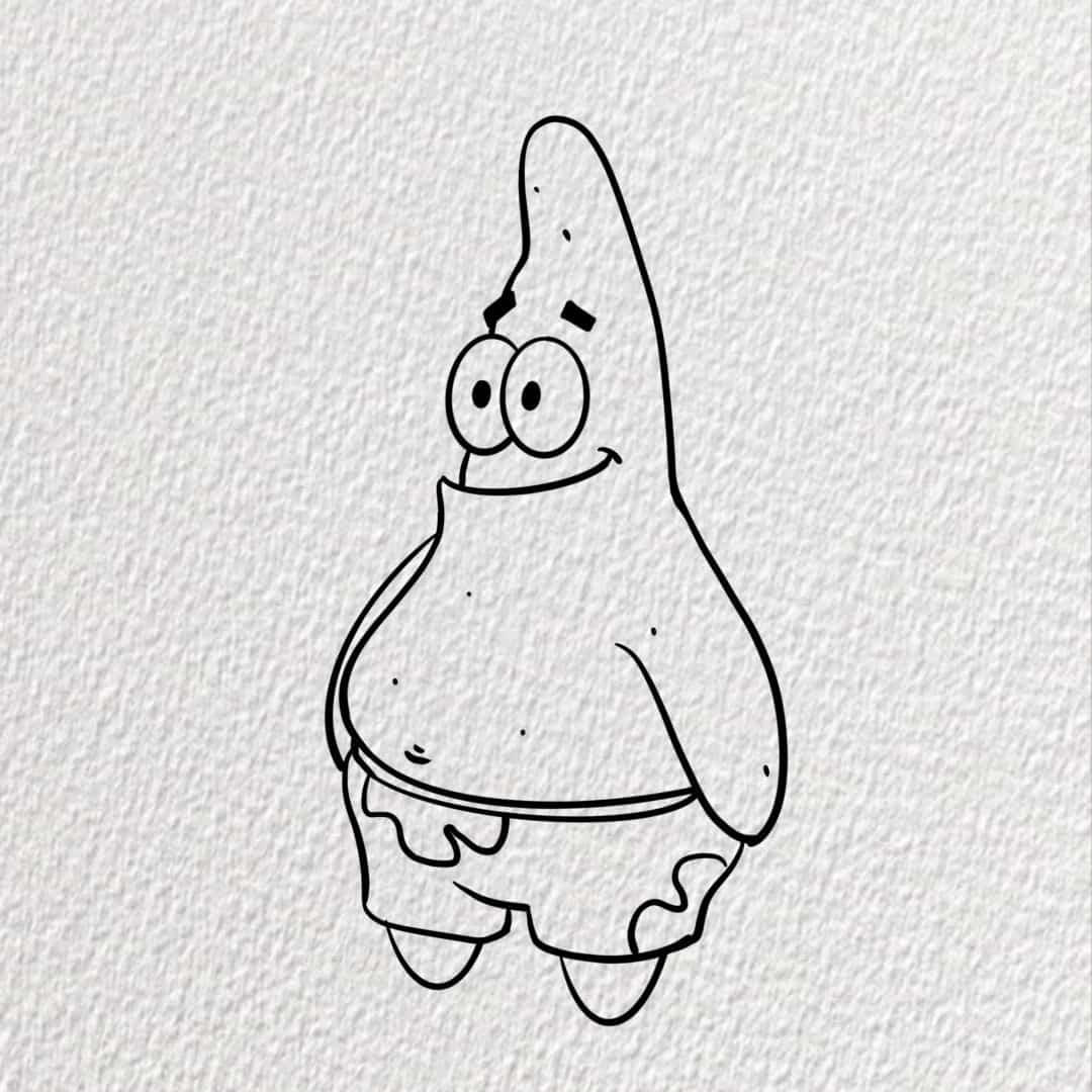 《海绵宝宝》中派大星卡通简笔画绘画教程图片_5