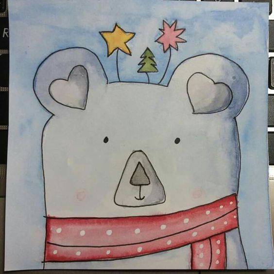 白色卡通北极熊简笔画图片大全 可爱小动物简笔画_4