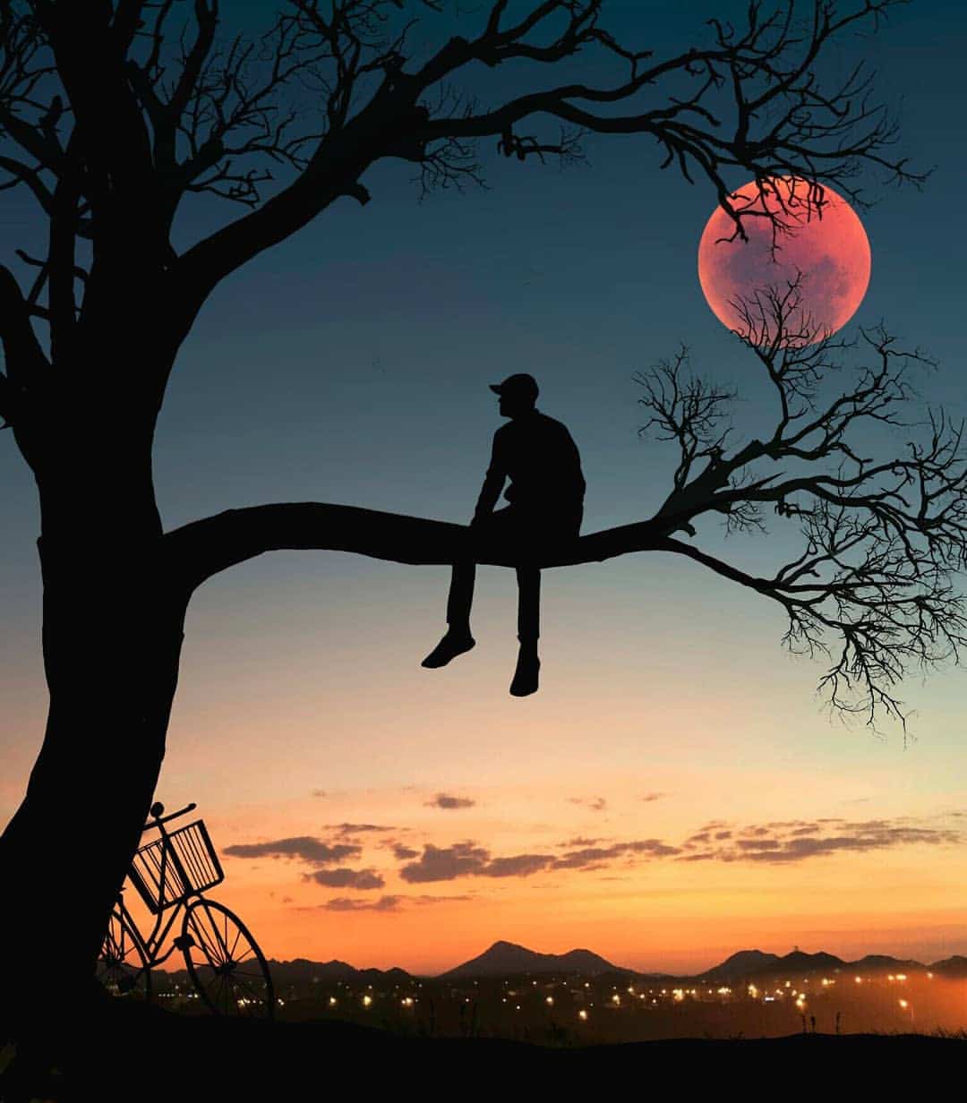 深夜感怀凄凉伤感的朋友圈配图集合 夜晚落日景色图片_8