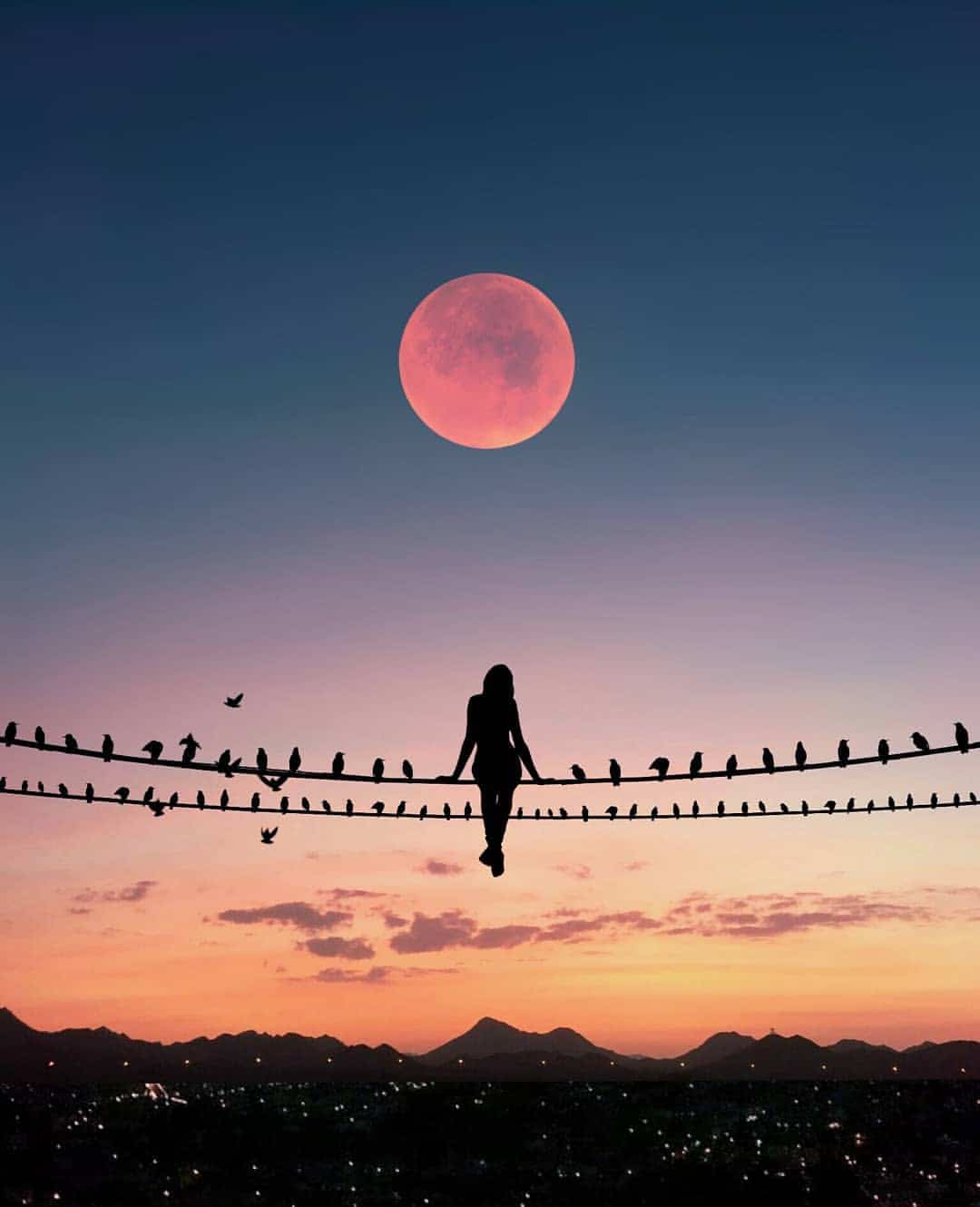 深夜感怀凄凉伤感的朋友圈配图集合 夜晚落日景色图片_9