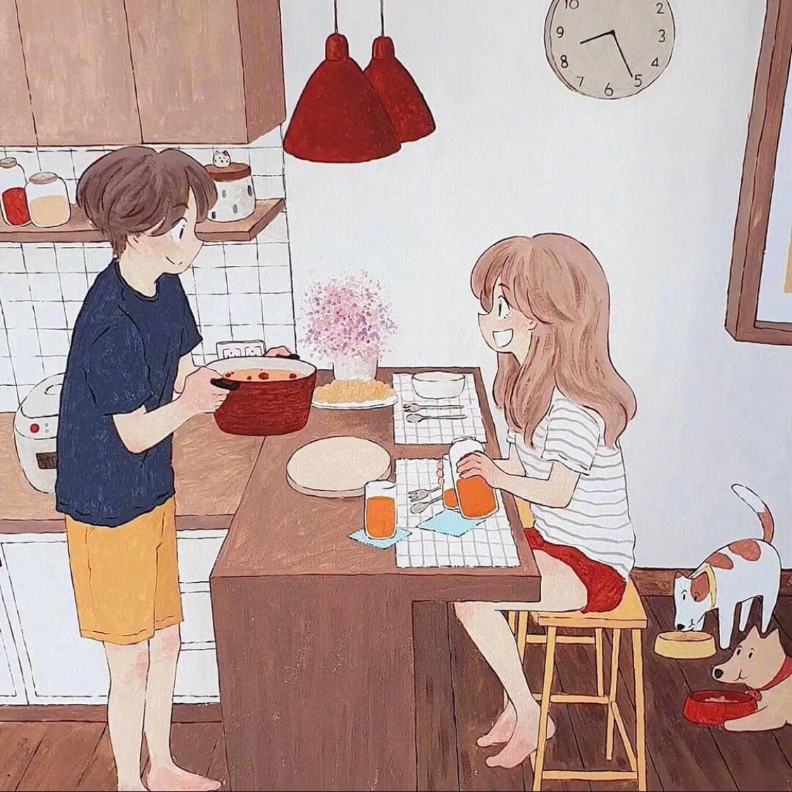 卡通男女日常生活过日子情侣头像_2