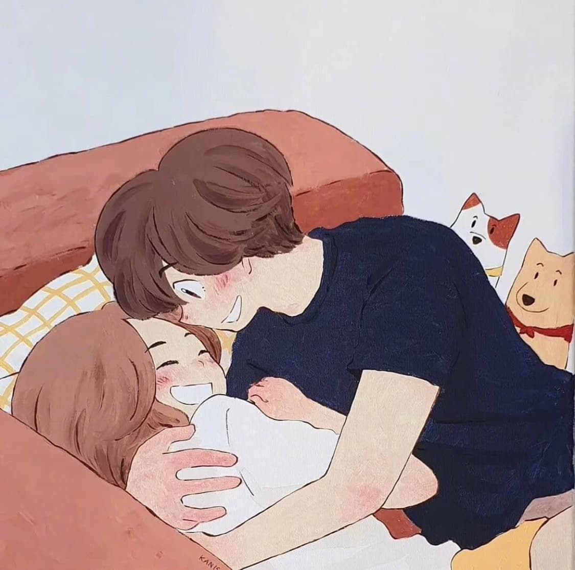 卡通男女日常生活过日子情侣头像_3