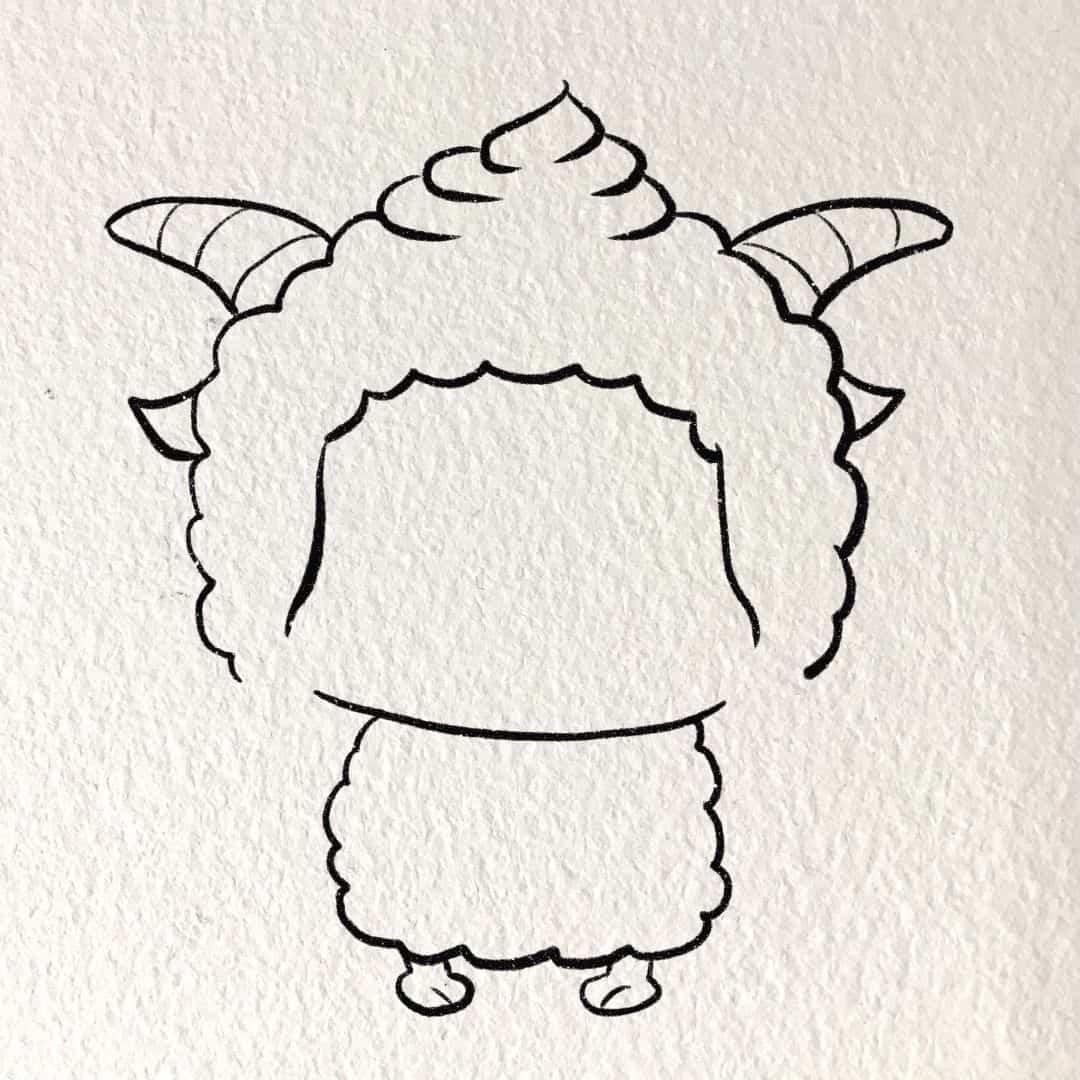 动画片懒羊羊简笔画画法步骤教程图片_5