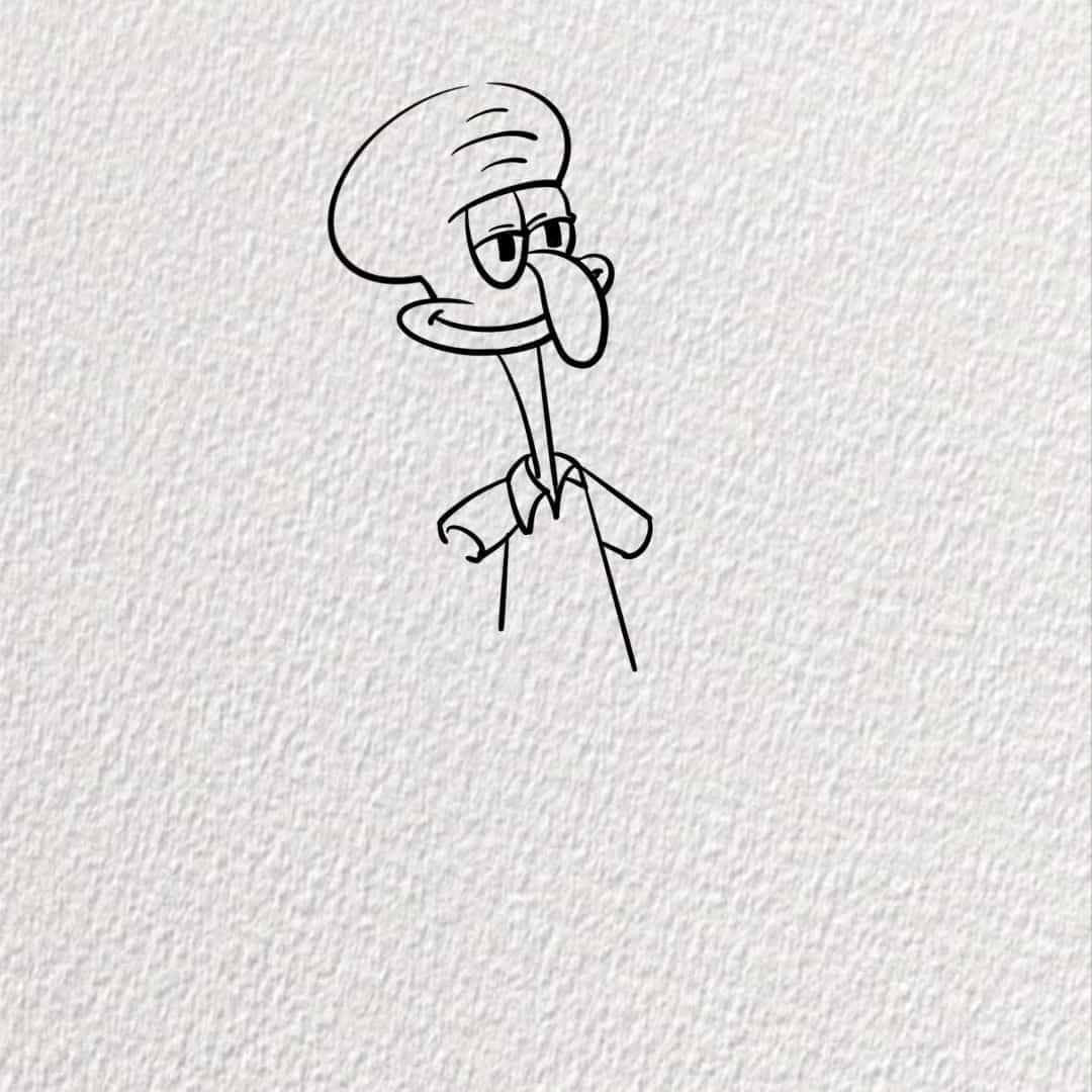 海绵宝宝中的章鱼哥简笔画画法教程图片_3