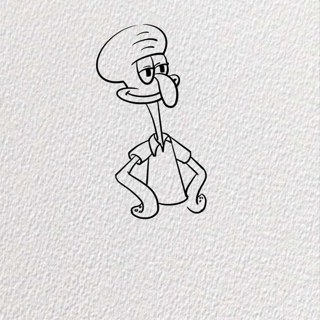 海绵宝宝中的章鱼哥简笔画画法教程图片_4