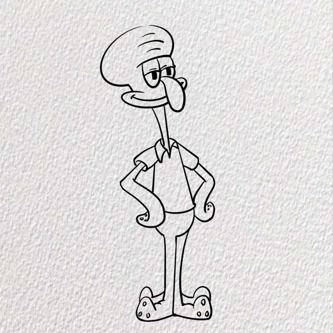 海绵宝宝中的章鱼哥简笔画画法教程图片_5