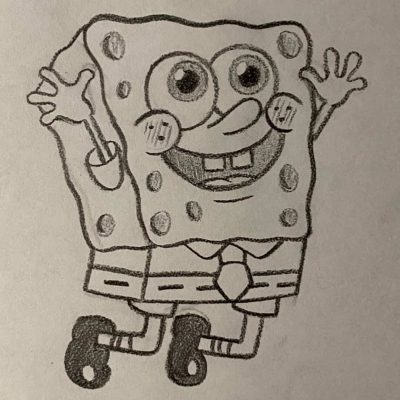 卡通海绵宝宝黑白铅笔简笔画画法教程图片
