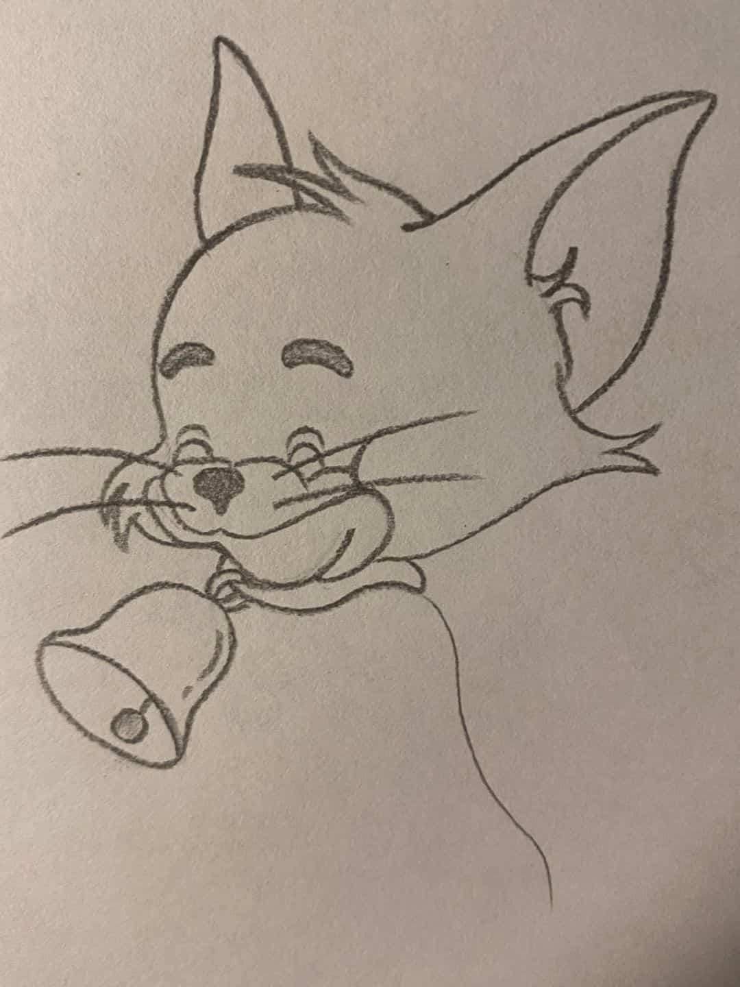 卡通汤姆猫铅笔黑白简笔画画法教程图片_6