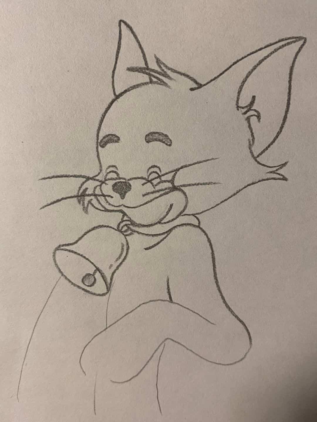 卡通汤姆猫铅笔黑白简笔画画法教程图片_7