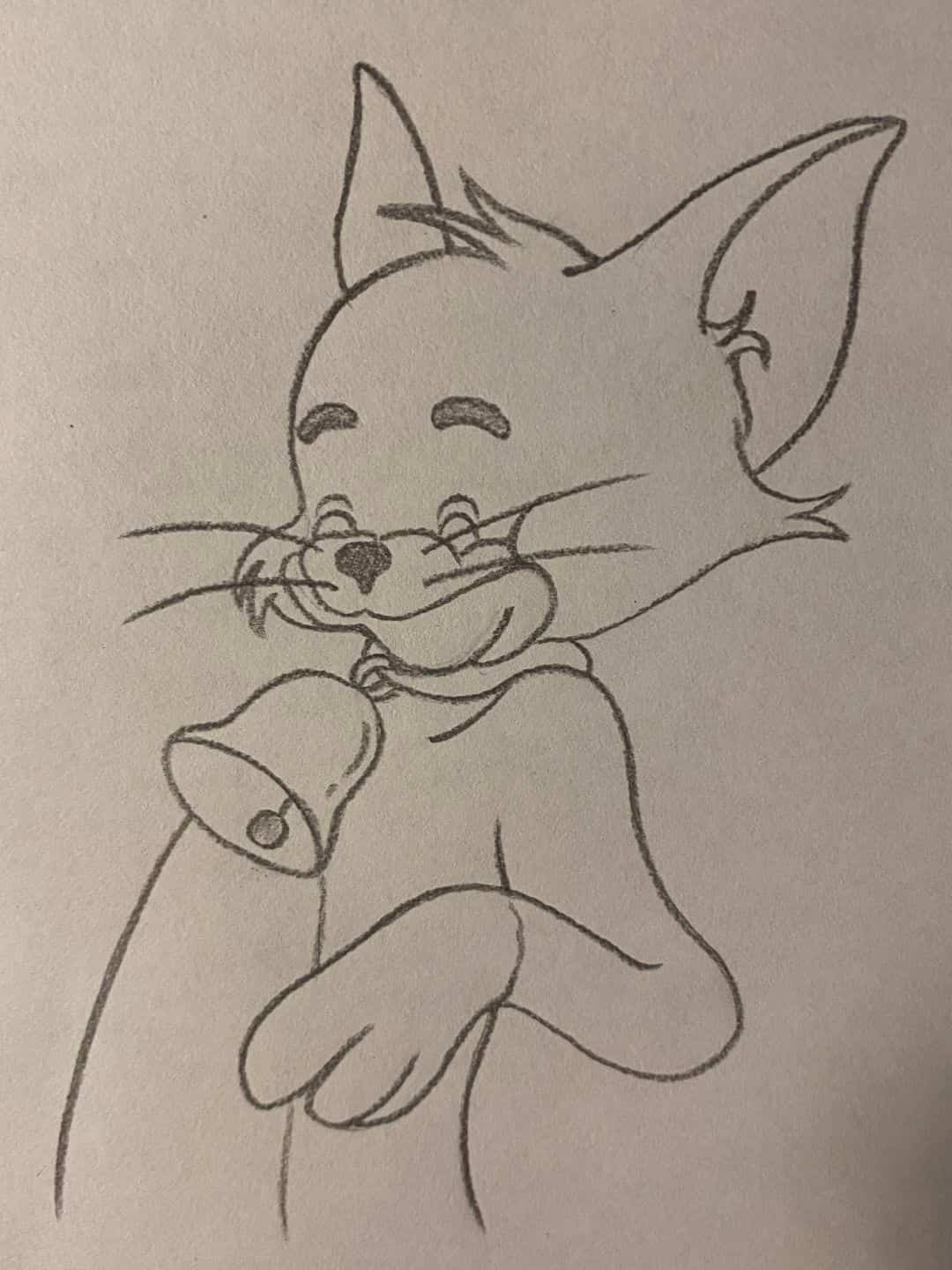 卡通汤姆猫铅笔黑白简笔画画法教程图片_8