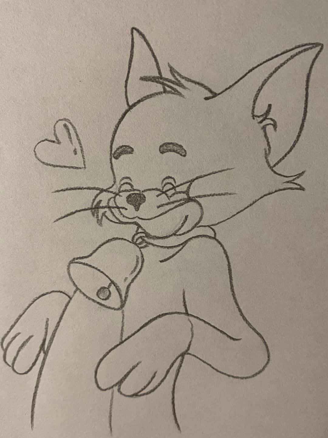 卡通汤姆猫铅笔黑白简笔画画法教程图片_9