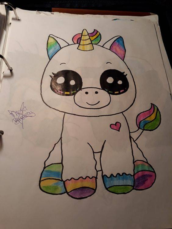 可爱卡通独角兽彩色简笔画图片大全_5