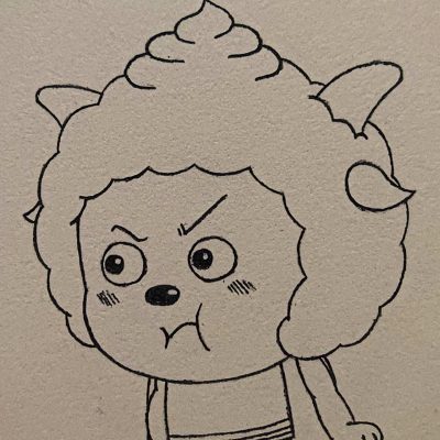黑白铅笔画卡通懒羊羊简笔画画法步骤大全