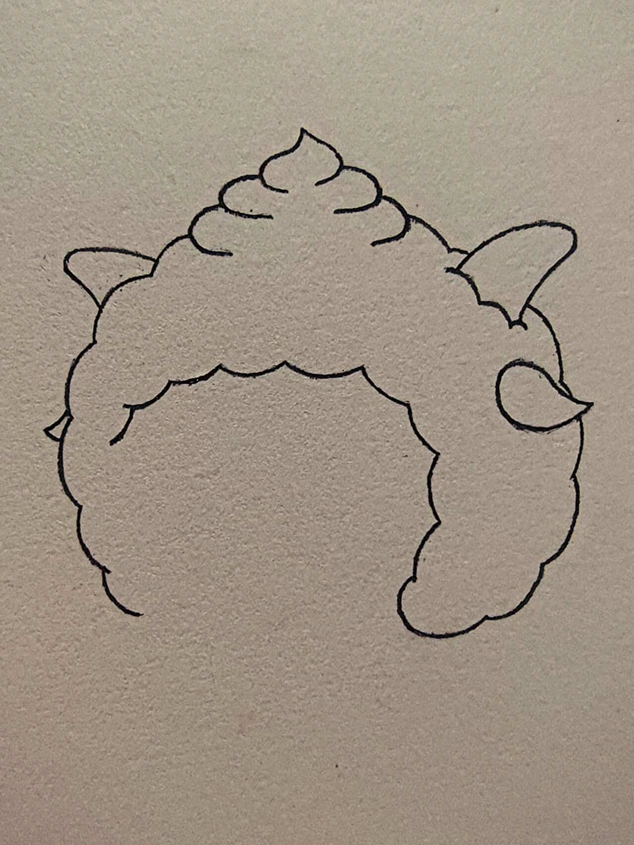 黑白铅笔画卡通懒羊羊简笔画画法步骤大全_5