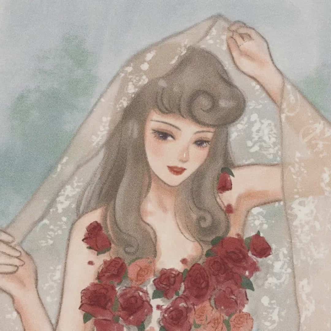 手绘版迪士尼公主配鲜花头像 适合女生的春天头像_7