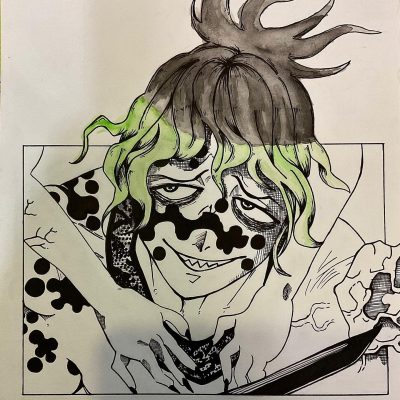 漫画《鬼灭之刃》妓夫太郎彩色简笔画作品图片