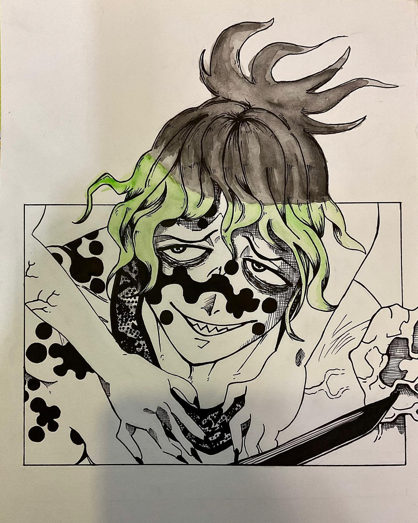 漫画《鬼灭之刃》妓夫太郎彩色简笔画作品图片_1