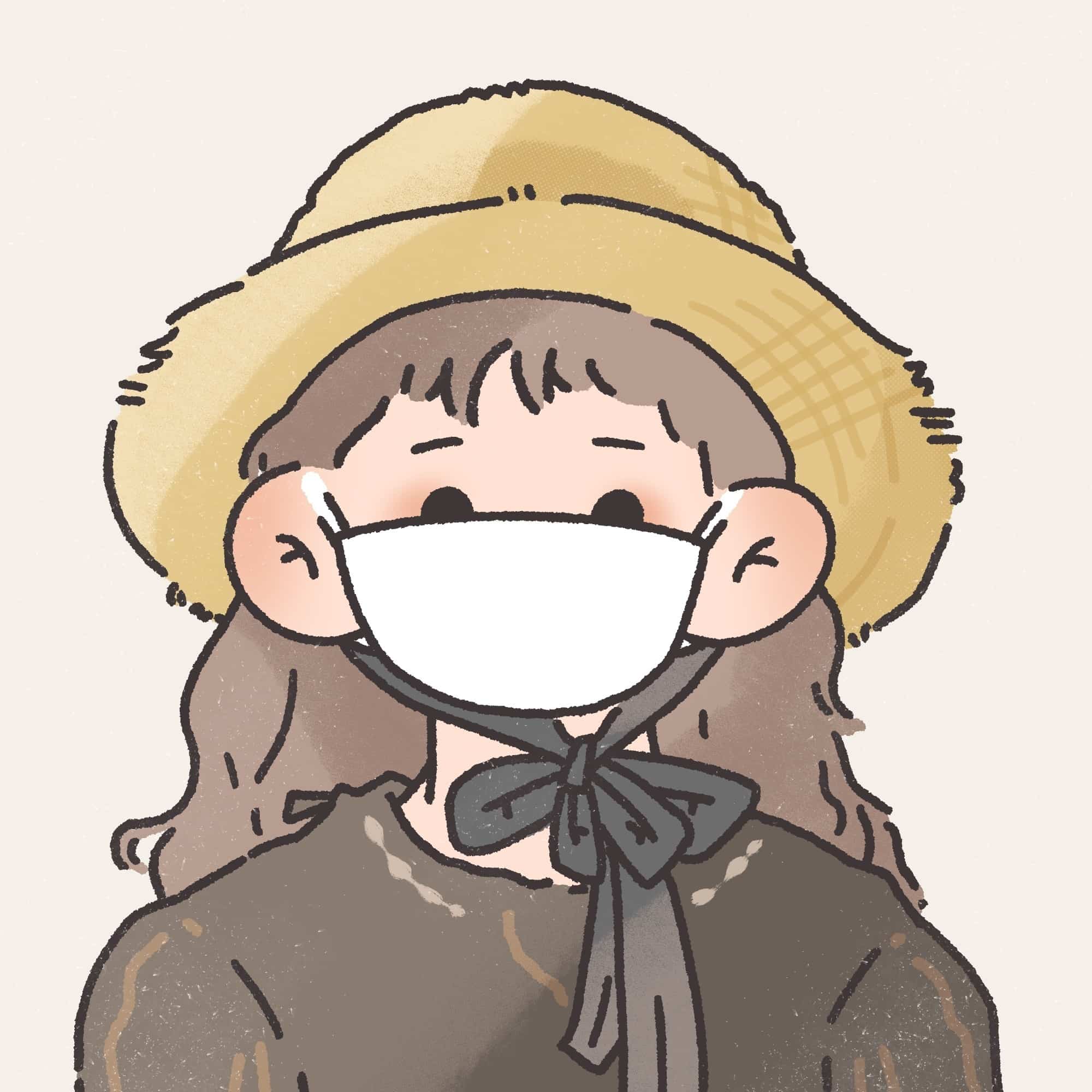 戴口罩的可爱女孩 卡通女生闺蜜头像图片_5
