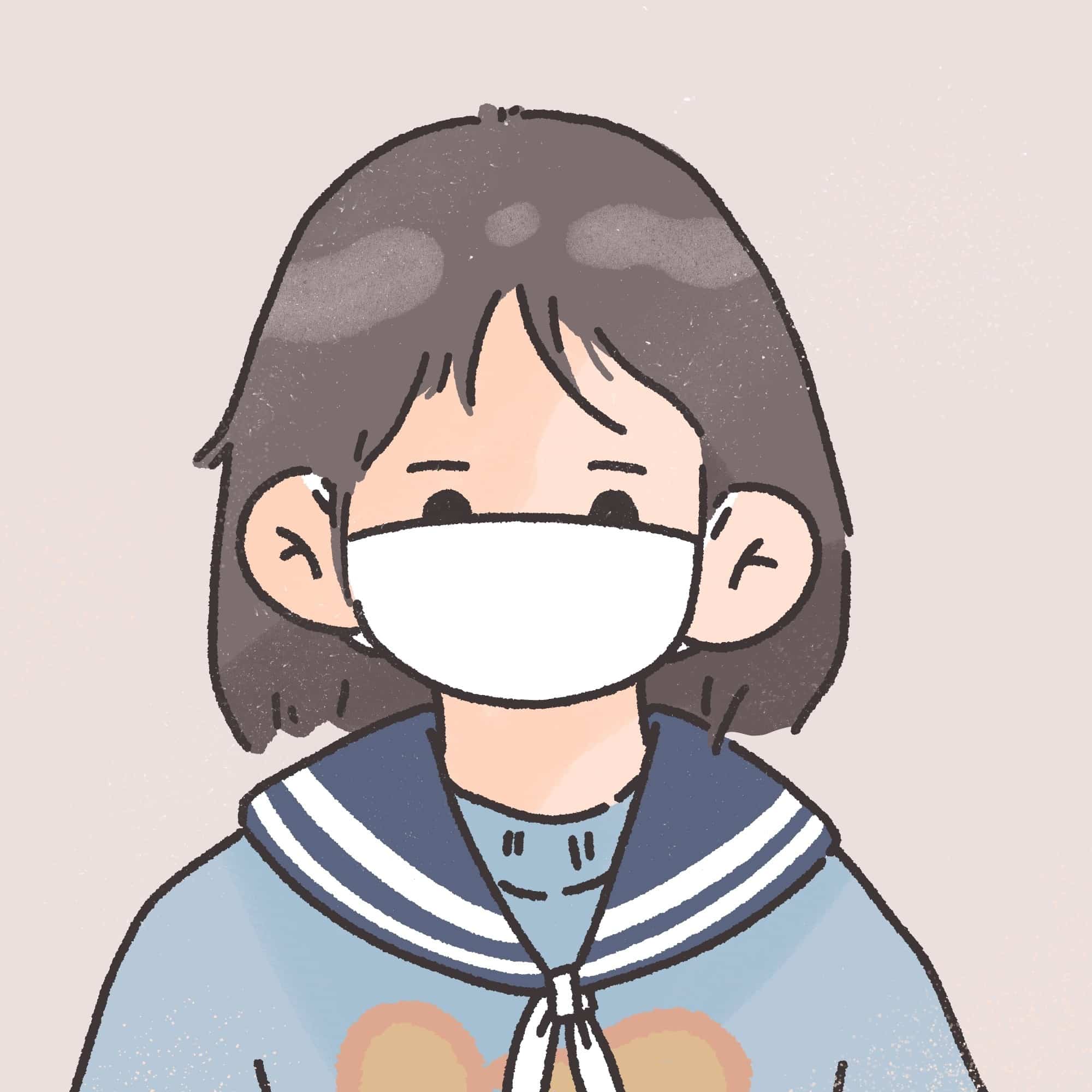 戴口罩的可爱女孩 卡通女生闺蜜头像图片_6