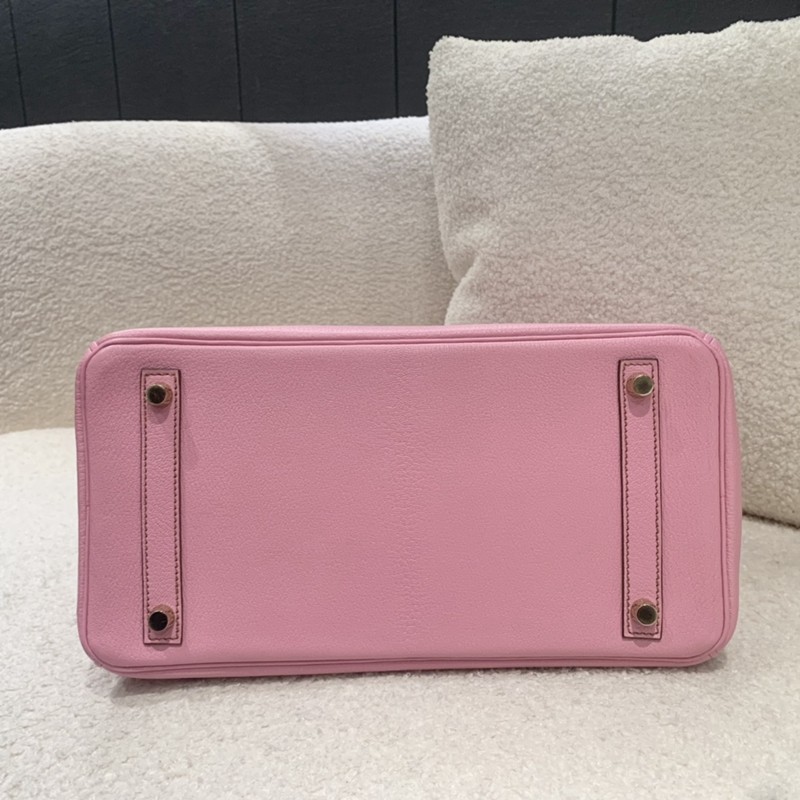 明星同款爱马仕（HERMES） Birkin30 5P樱花粉金扣山羊皮 正品实拍_2