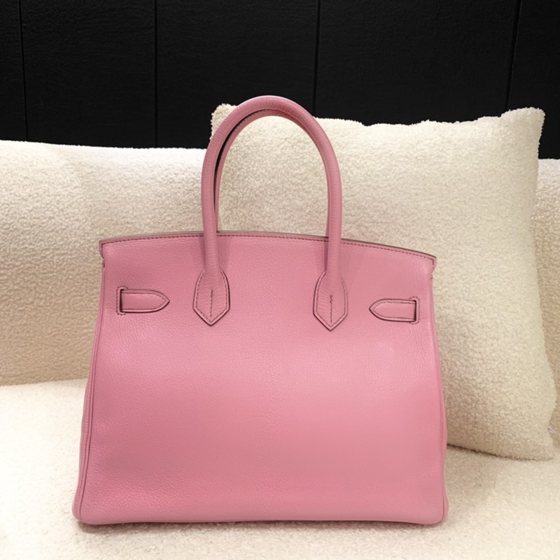 明星同款爱马仕（HERMES） Birkin30 5P樱花粉金扣山羊皮 正品实拍_3