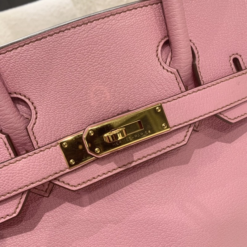 明星同款爱马仕（HERMES） Birkin30 5P樱花粉金扣山羊皮 正品实拍_4