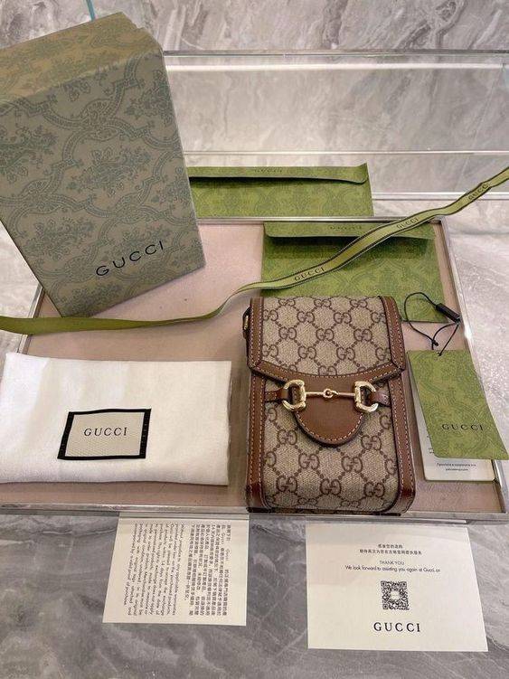 Gucci马衔扣1955系列系列米色/乌木色帆布迷你手袋手机包 正品实拍真假包鉴别_8