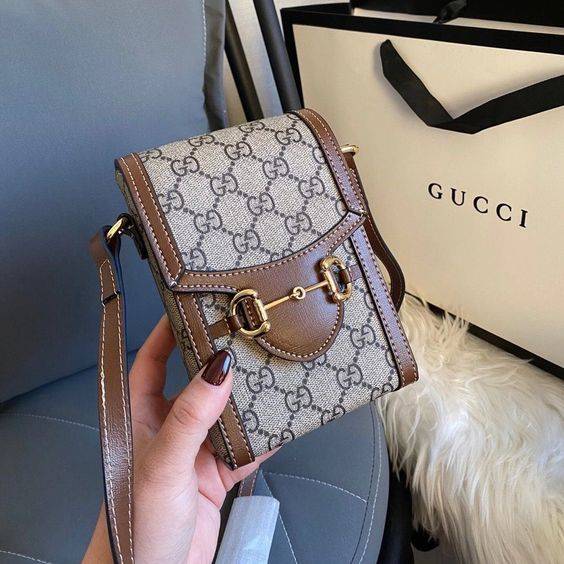 Gucci马衔扣1955系列系列米色/乌木色帆布迷你手袋手机包 正品实拍真假包鉴别_5