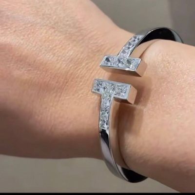 Tiffany & Co蒂芙尼手镯女士925银钻石镶嵌手镯 正品实拍 高清细节图