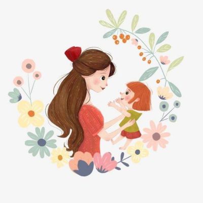 母亲节感恩母亲的朋友圈卡通绘画配图 拥抱妈妈配图