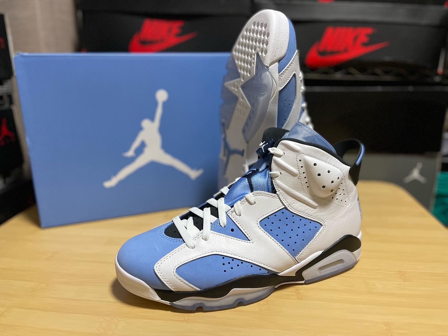 Nike Air Jordan 6 AJ6 大学蓝北卡蓝复古篮球鞋正品实拍 对比细节图_8