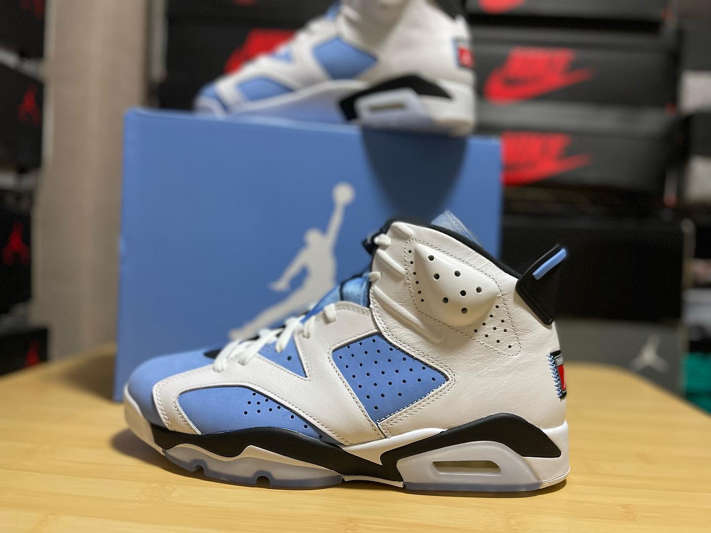 Nike Air Jordan 6 AJ6 大学蓝北卡蓝复古篮球鞋正品实拍 对比细节图_6