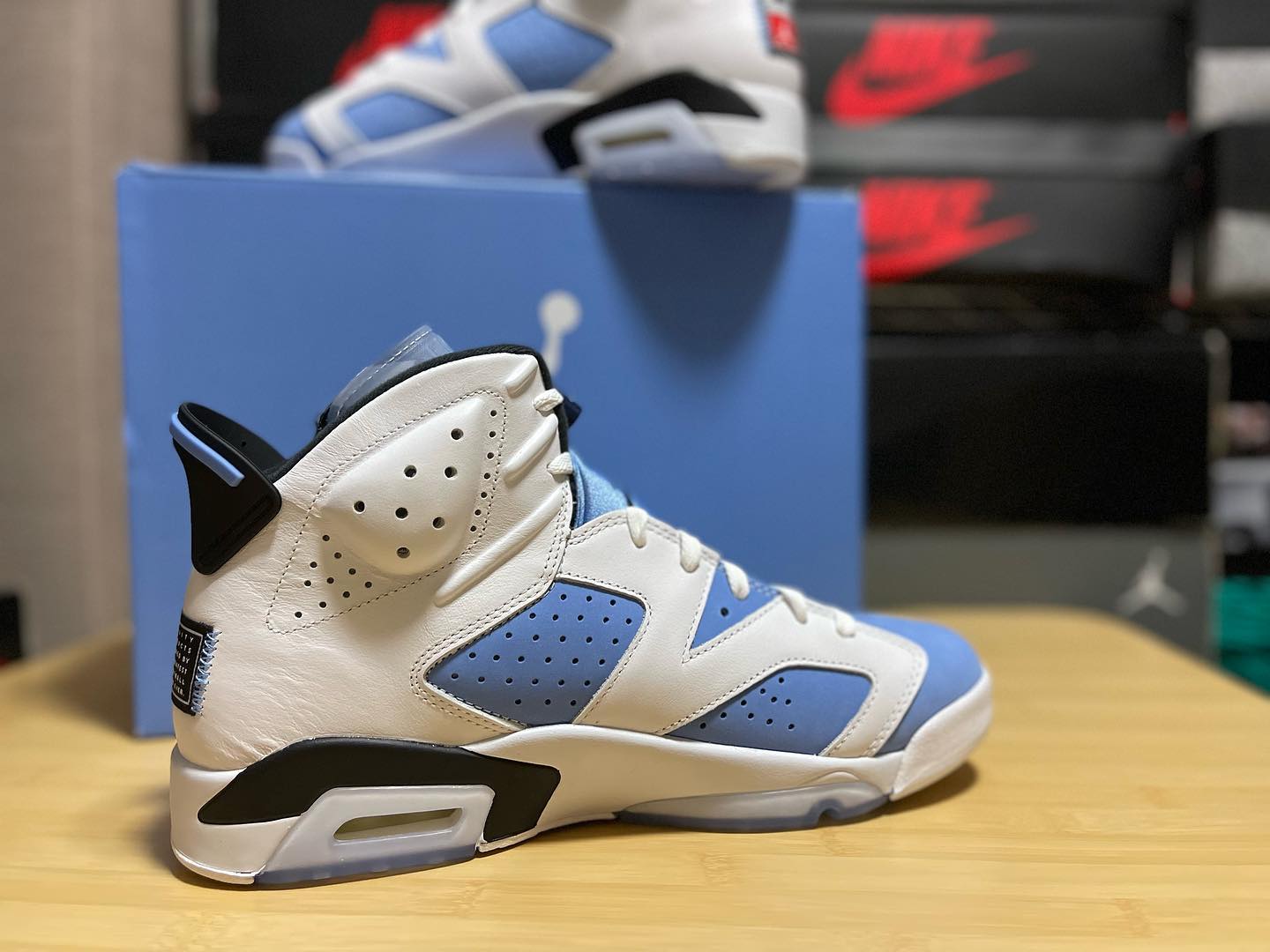 Nike Air Jordan 6 AJ6 大学蓝北卡蓝复古篮球鞋正品实拍 对比细节图_5