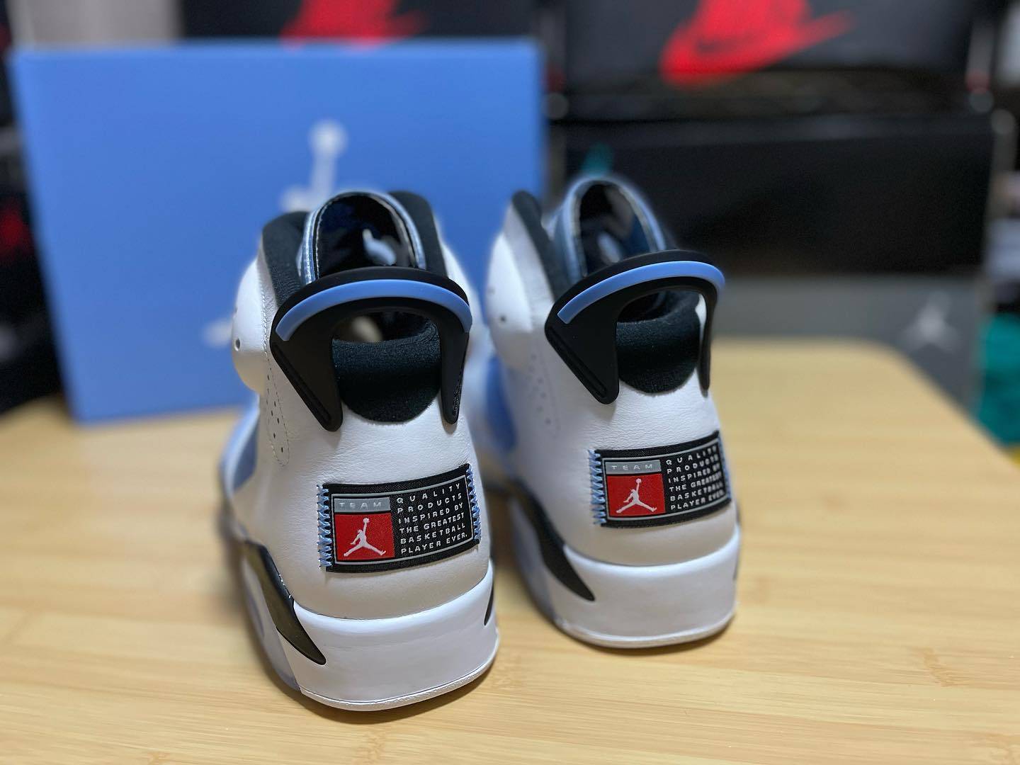 Nike Air Jordan 6 AJ6 大学蓝北卡蓝复古篮球鞋正品实拍 对比细节图_3