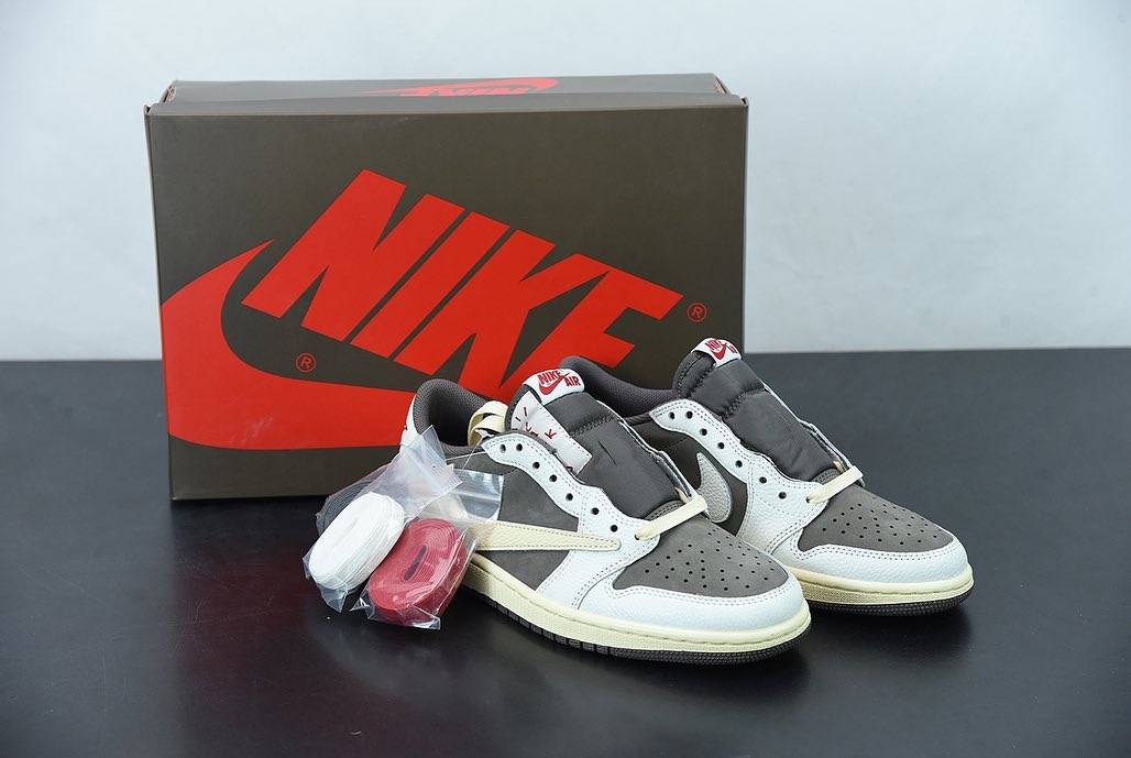 乔丹联名nike AJ1 Low “倒钩”白棕反转摩卡配色实物细节高清图_8