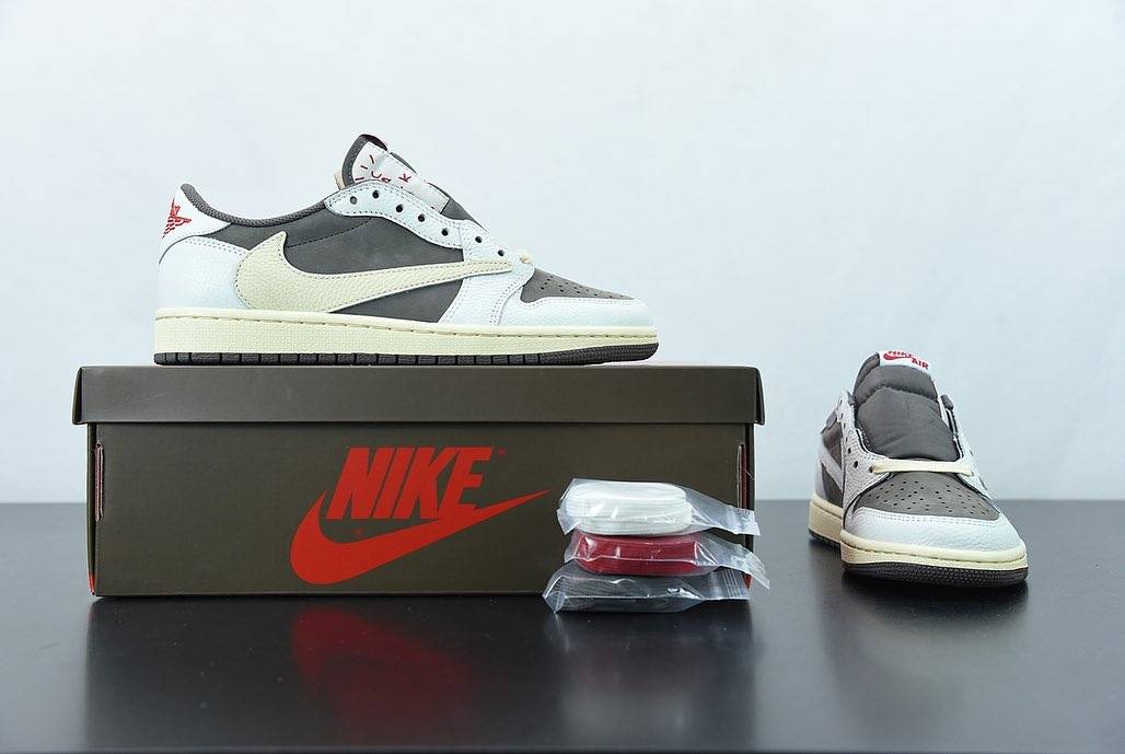 乔丹联名nike AJ1 Low “倒钩”白棕反转摩卡配色实物细节高清图_7