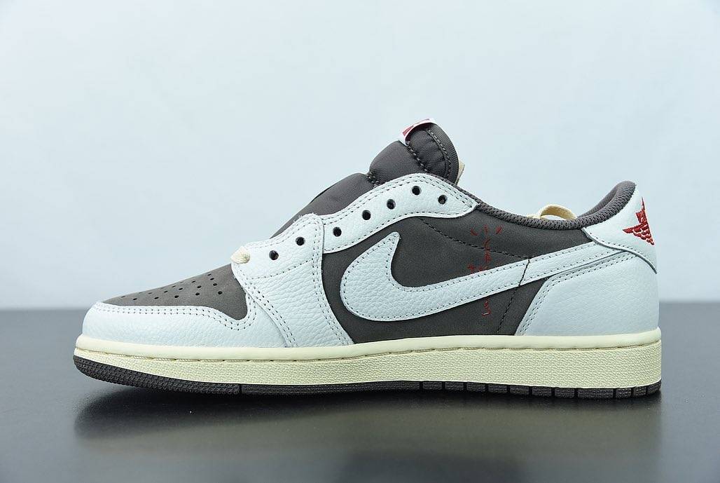 乔丹联名nike AJ1 Low “倒钩”白棕反转摩卡配色实物细节高清图_4