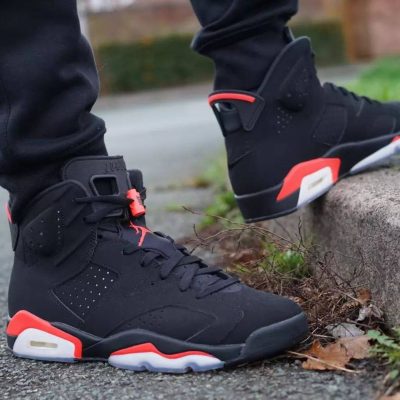 NIKE Air Jordan 6 Black Infrared红外线 黑红配色 高清正品上脚效果图片
