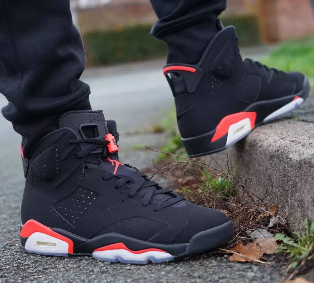 NIKE Air Jordan 6 Black Infrared红外线 黑红配色 高清正品上脚效果图片_1