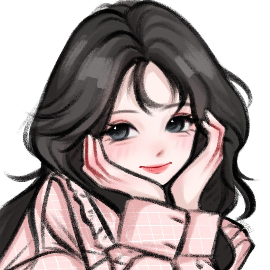 温柔黑发女生头像，小仙女插画闺蜜头像_1