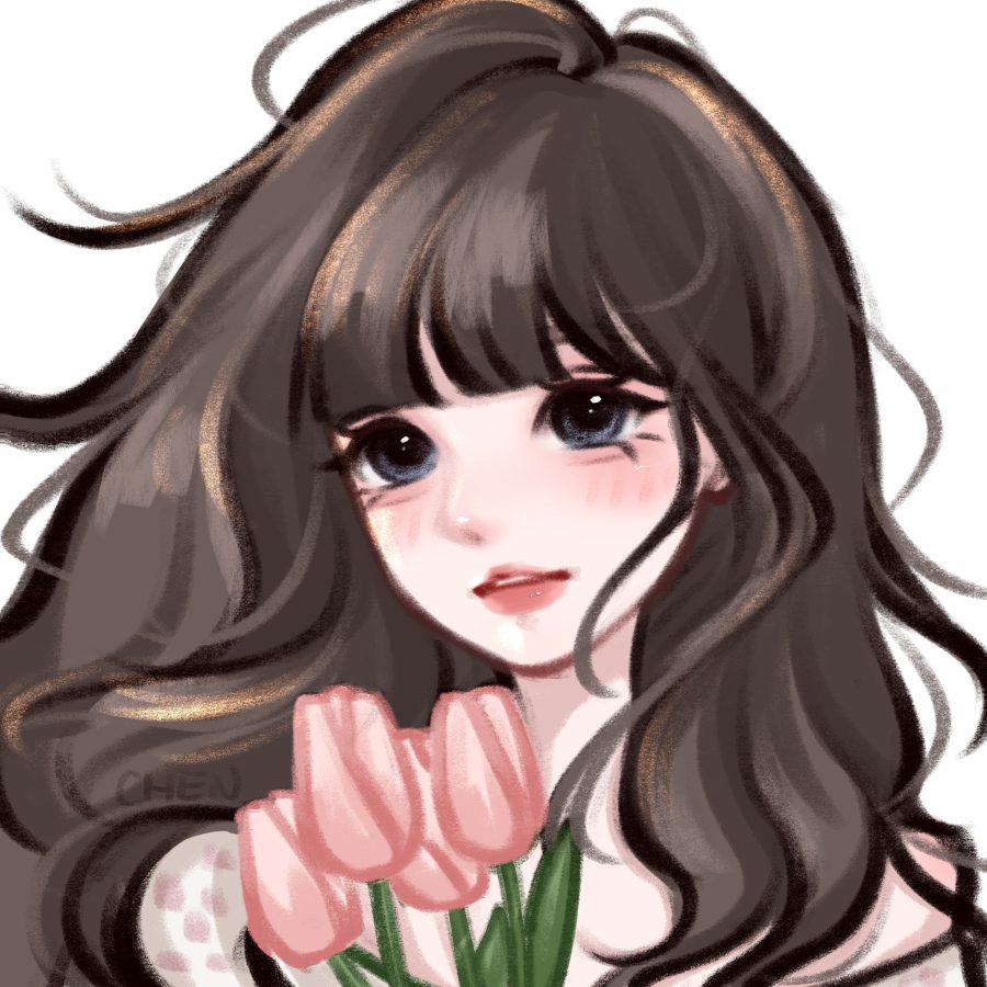 温柔黑发女生头像，小仙女插画闺蜜头像_2