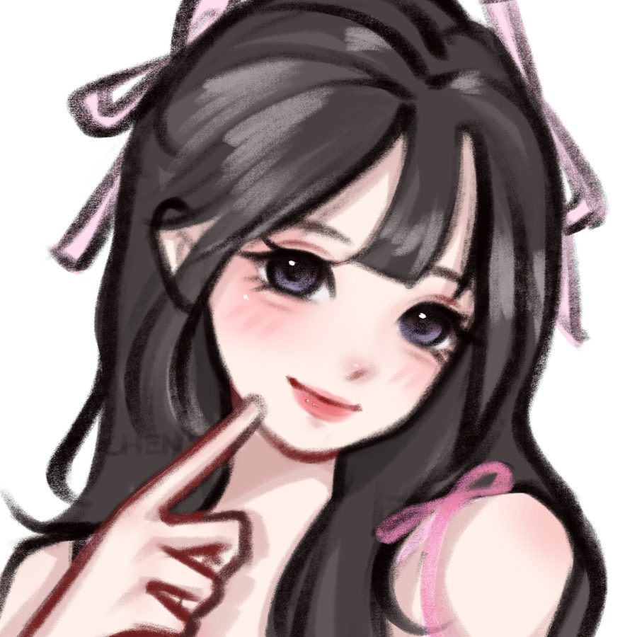 温柔黑发女生头像，小仙女插画闺蜜头像_3