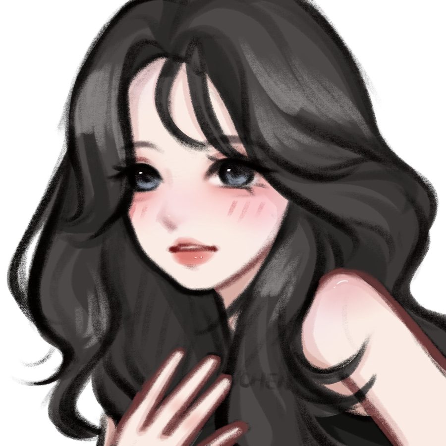 温柔黑发女生头像，小仙女插画闺蜜头像_4