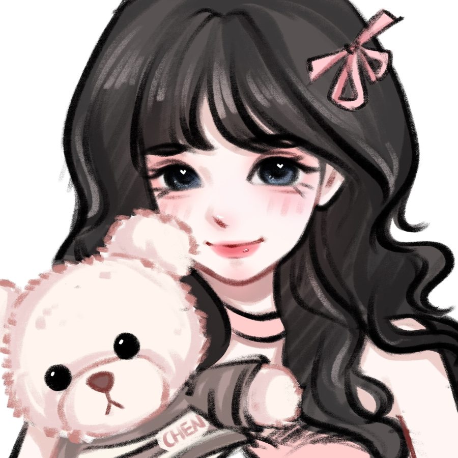温柔黑发女生头像，小仙女插画闺蜜头像_7