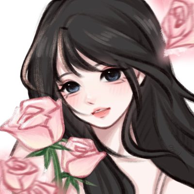 温柔黑发女生头像，小仙女插画闺蜜头像