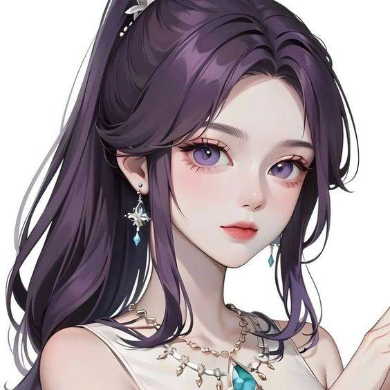 梦幻冰紫色星空少女古风头像_2